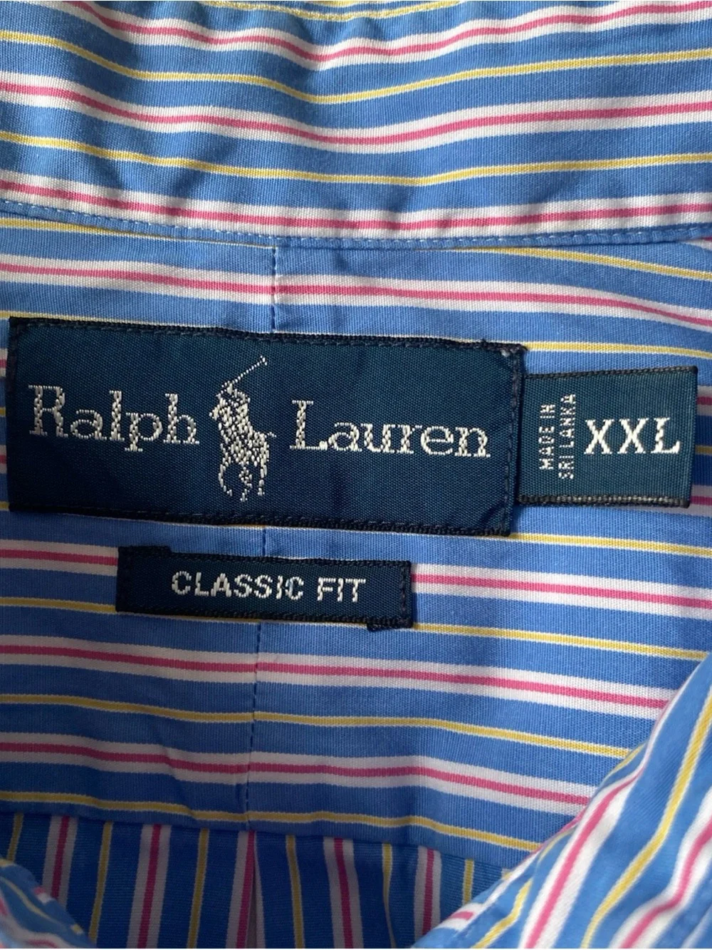 Ralph Lauren Men’s Classic Fit Button-Down Shirt — Blue Pink Stripes XXL